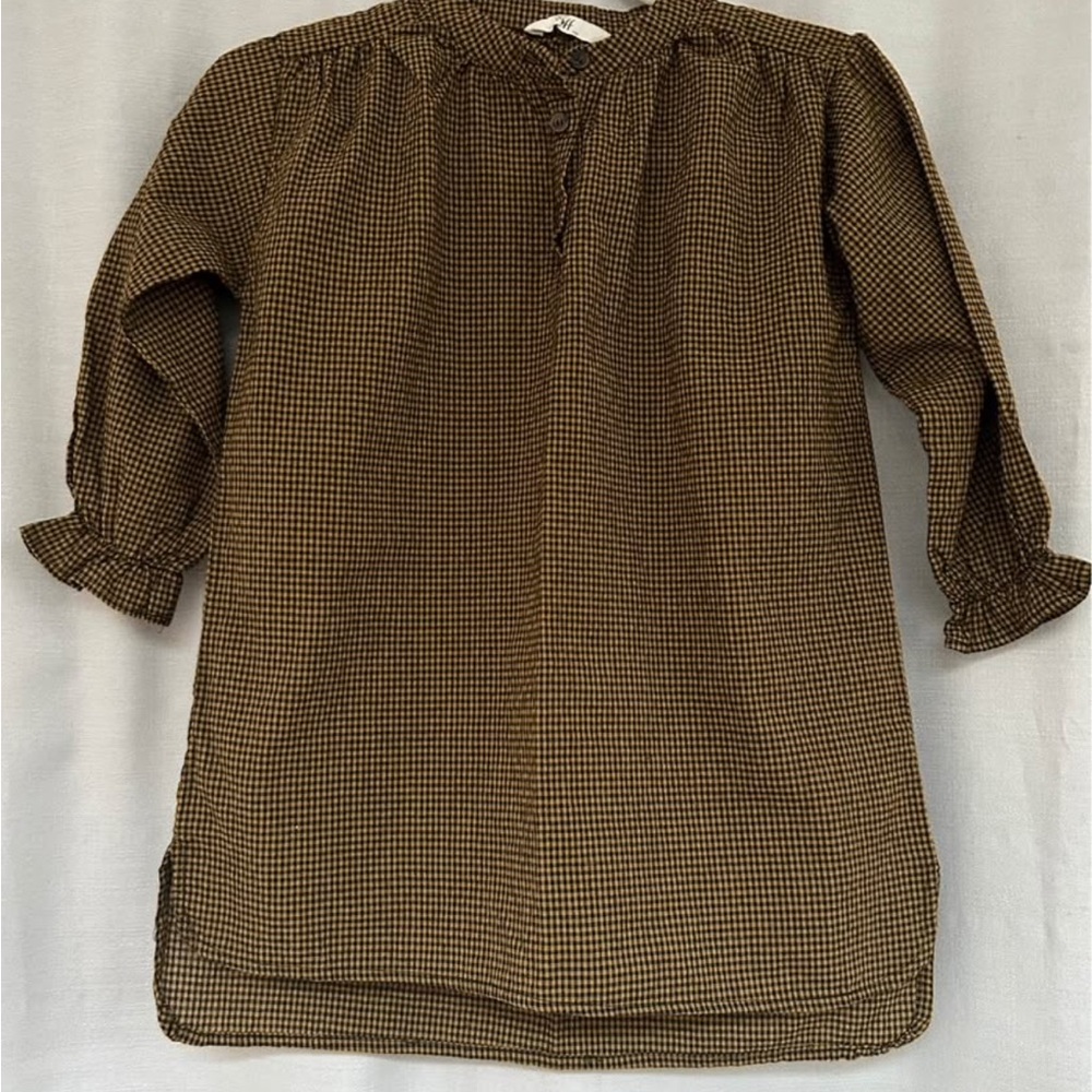 Girls cotton gingham checkered women’s XS / small blouse shirt